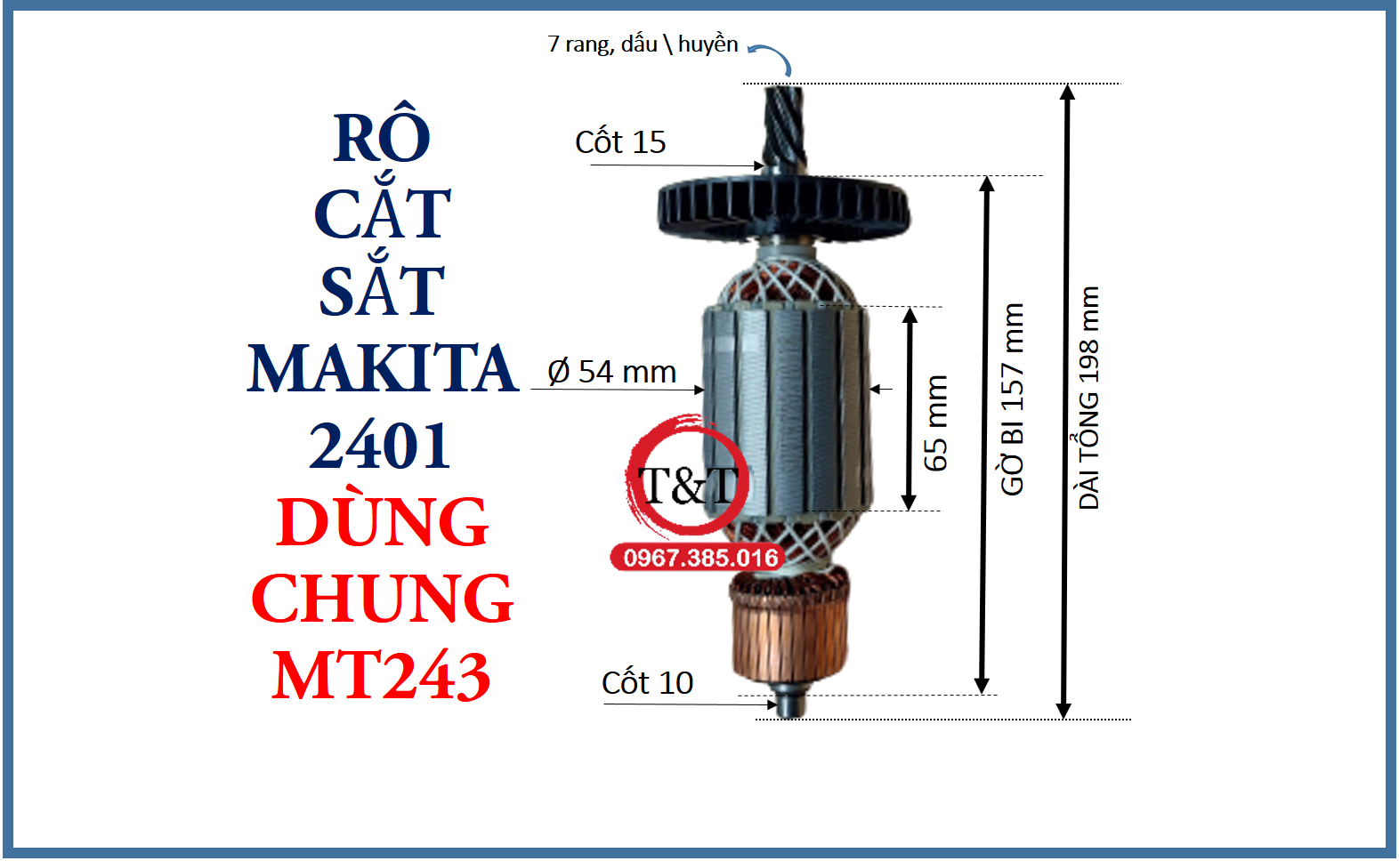 Rotor rô cắt sắt makita 2401 dùng chung mt 243 , ruột máy cắt sắt matec và makita 2401 - 243