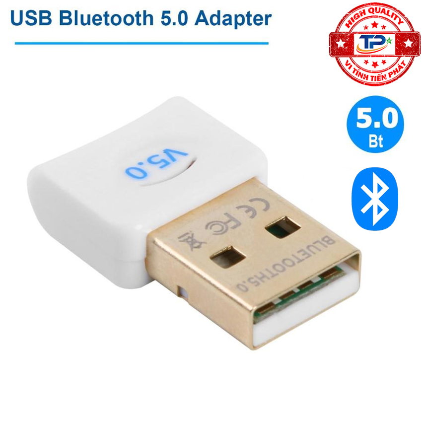 USB Bluetooth 5.0 Dongle dùng cho PC và Laptop phát ra bluetooth kết nối với loa bluetooth và truyền data