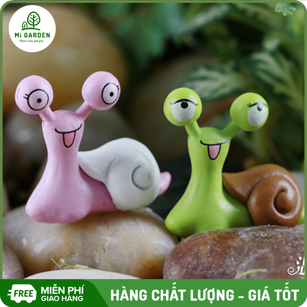Ốc sên Phụ kiện trang trí chậu cây Mi Garden, kiểu dáng và màu sắc đa dạng giúp làm sinh động chậu cây thân yêu của bạn
