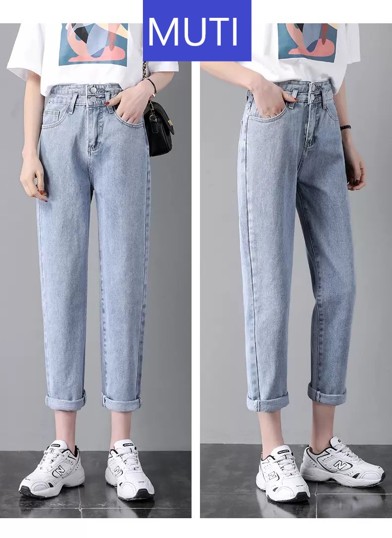 [ ĐỈNH CHẤT ] QUẦN BAGGY JEAN NỮ 2 NÚT LƯNG XẺ MÀU XANH NHẠT CAO CẤP MUTI FORM THỤNG TÔN DÁNG CHẤT VẢI XỊN SÒ ĐUA CÁ TÍNH