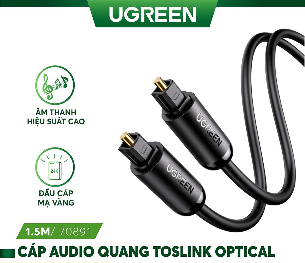 Cáp quang âm thanh Digital Optical Audio Toslink dài 1,5m Ugreen 70891 cao cấp
