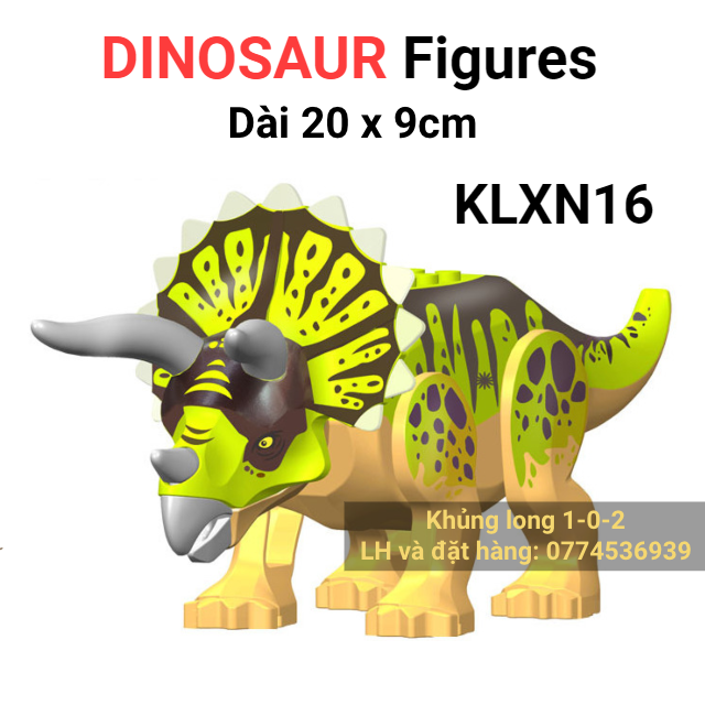 Đồ chơi khủng long 3 sừng to 2023 trong jurassic world hãng lele dài 20cm x cao 9cm