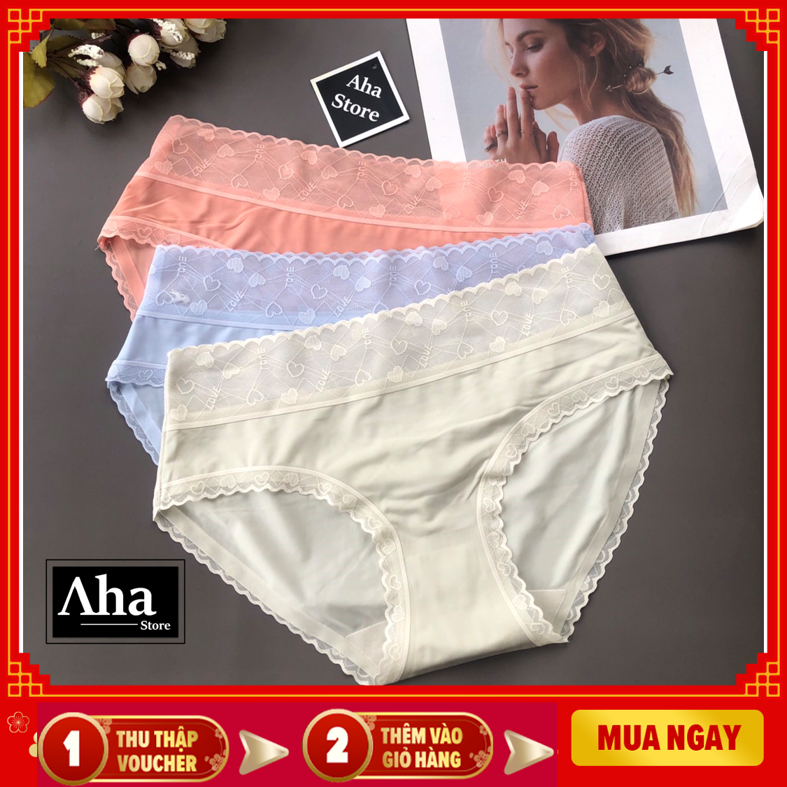 Combo 5 Quần lót nữ viền ren cao cấp size từ 40-65 kg