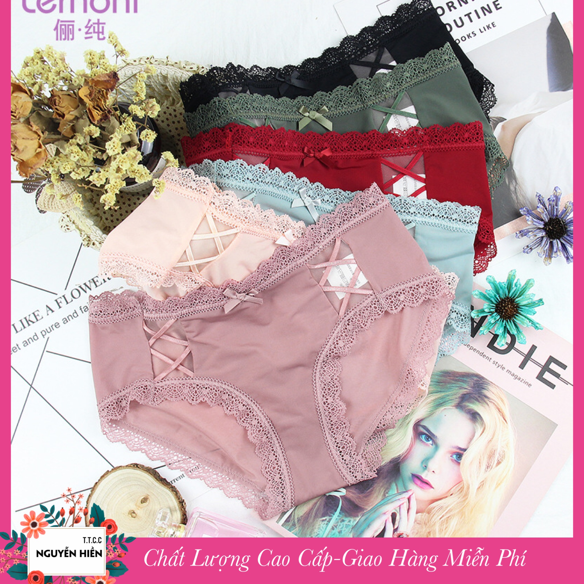 Quần Lót Von Nữ Phối Nơ Cao Cấp - Chất Von Cao Cấp Mềm Mại,Thoải Mái,Sexy, Mua 3 Tặng Kẹp Tóc 9k- Quần Lót Nữ, Quần Lót Sexy, Quần Chíp Nữ, Quần Lót Cao Cấp, Quần Chip Sexy- Nguyễn Hiền Thời Trang Cao Cấp