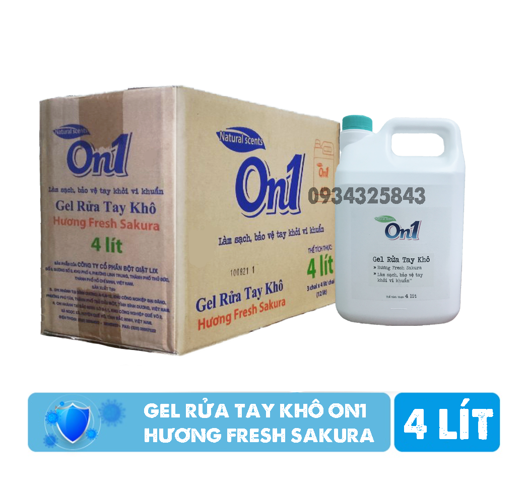 Thùng 3 can Gel rửa tay khô On1 4 lít hương Fresh Sakura