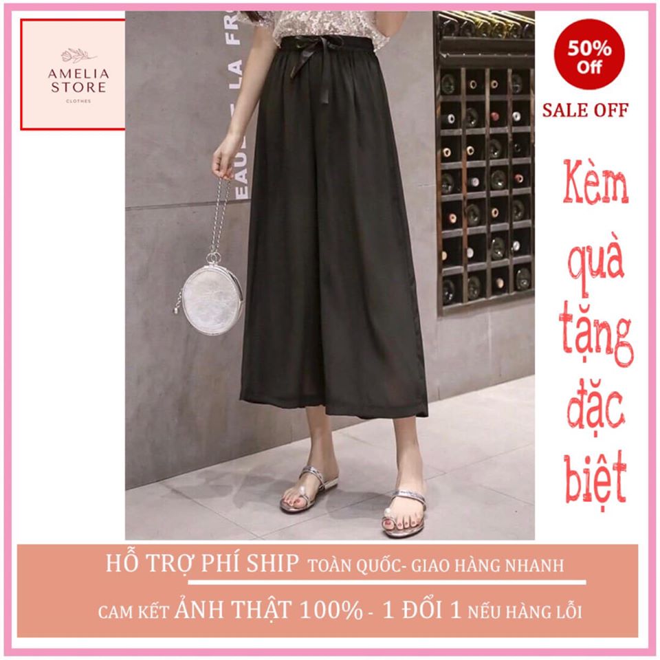( ẢNH THẬT) quần vải VOAN ống rộng cạp chun thời trang HÀN QUỐC, AMELIA, quần nữ,