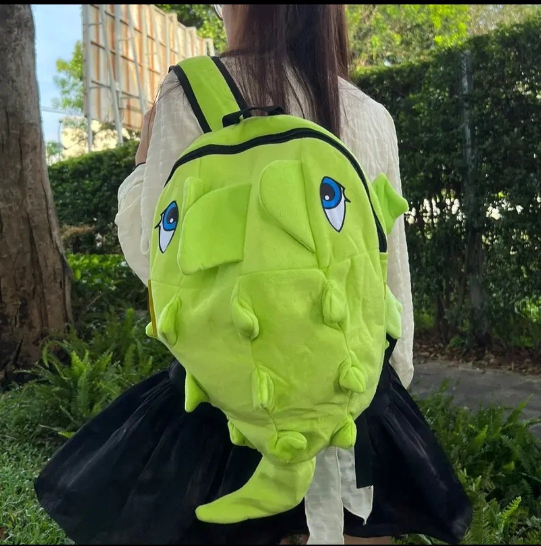 balo khủng long vải nhung 2 lớp siêu dễ thương màu xanh lá