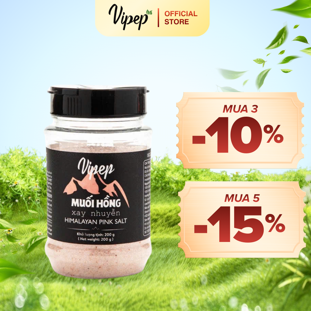 Muối Hồng Himalaya Xay Nhuyễn Vipep Hũ Nhựa 200g - Gia vị Vipep