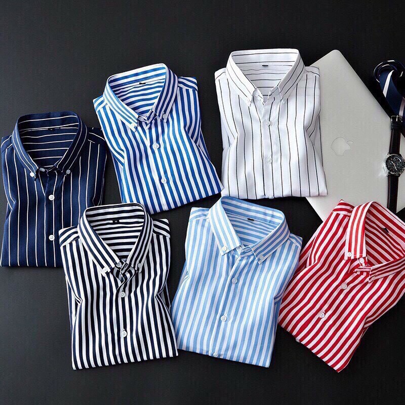 [LOẠI ĐẸP-VNXK] Áo sơ mi nam kẻ sọc body vải cotton lụa trơn mát chống nhăn không xù dáng Hàn Quốc