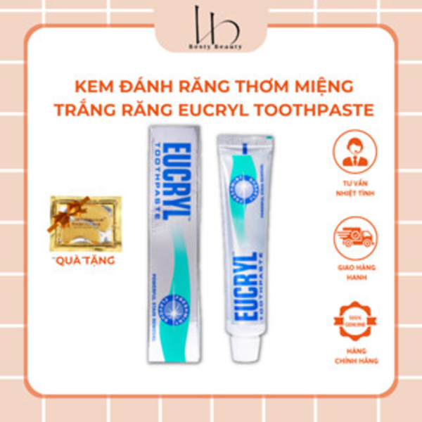 Kem đánh răng bạc hà thơm miệng trắng răng eucryl toothpaste ngăn ngừa sâu răng, hơi thở thơm mát 62g - besty beauty