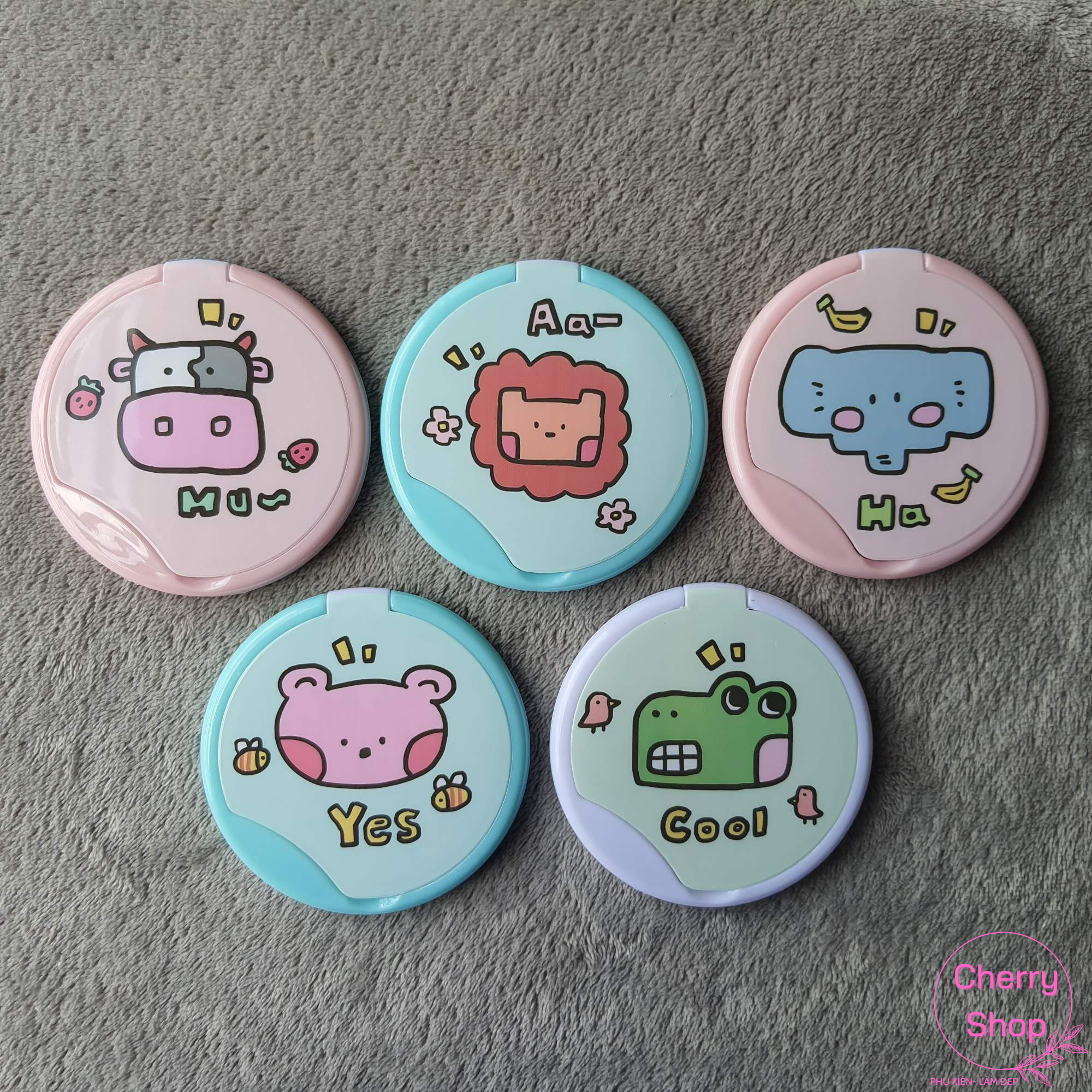 Bộ Gương Lược Cầm Tay Mini Dễ Thương Nhiều Mẫu Đa Dạng Tròn