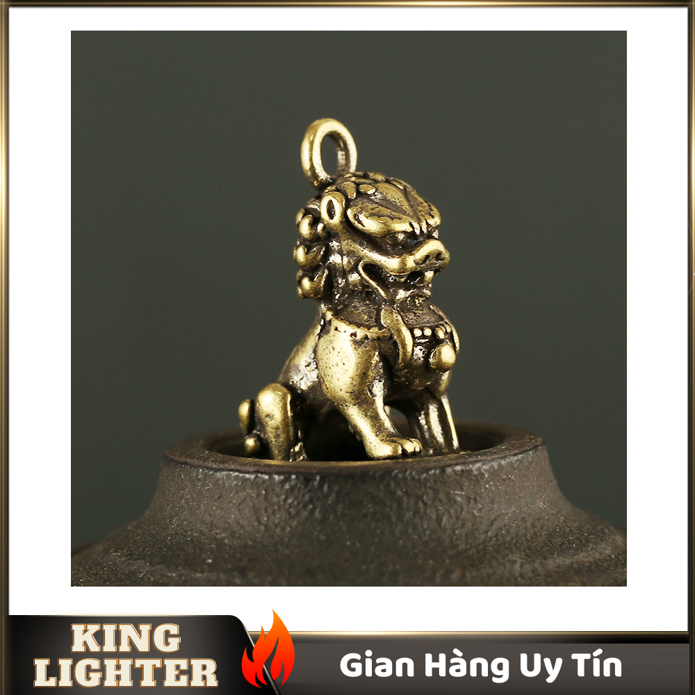 [HCM]Tượng Đồng Phong Thủy Hình Sư Tử Đá Trang Trí Đem Lại May Mắn Móc Khóa Mặt Dây Chuyền (Kích Thước: 2.6cm x 1.9cm)