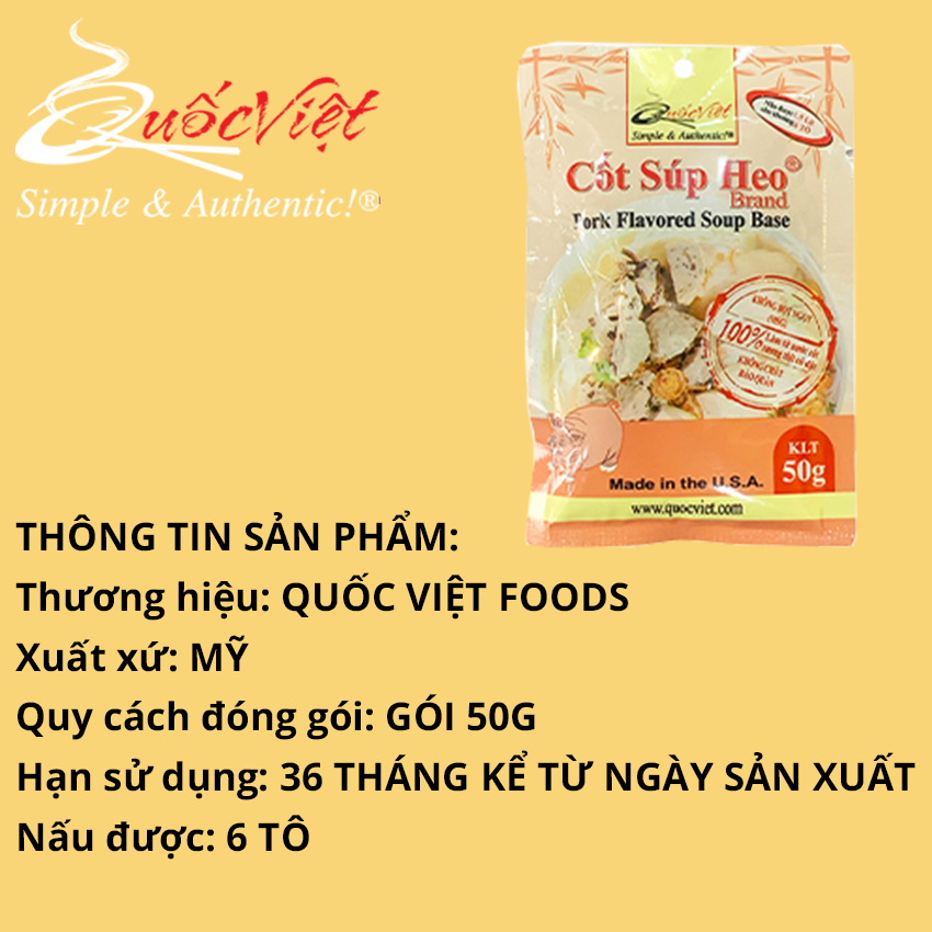 Gia vị nấu súp heo chuẩn vị Cốt Quốc Việt 50g
