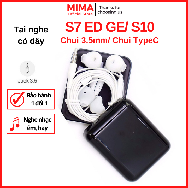 Tai nghe S7 Edge nhét tai chui tròn 3.5mm truyền tải âm thanh hay có hộp đựng