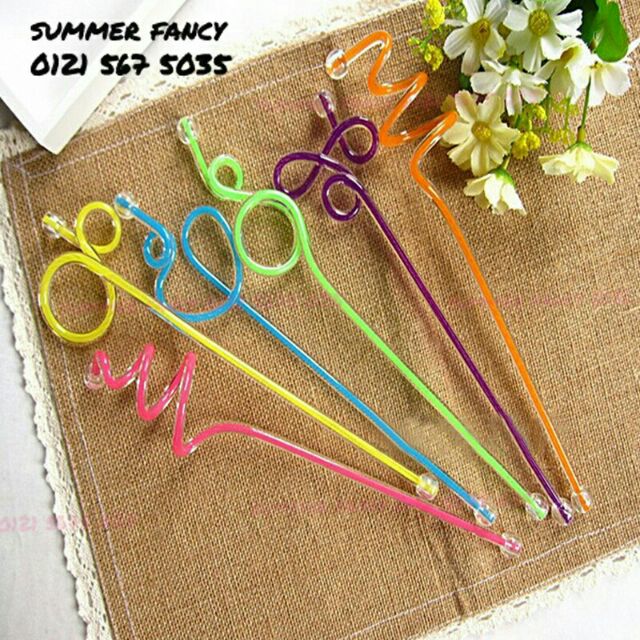 Que khuấy 2 lòng acrylic / que khuấy coctail / que trang trí coctail / trang trí ly nước trái cây