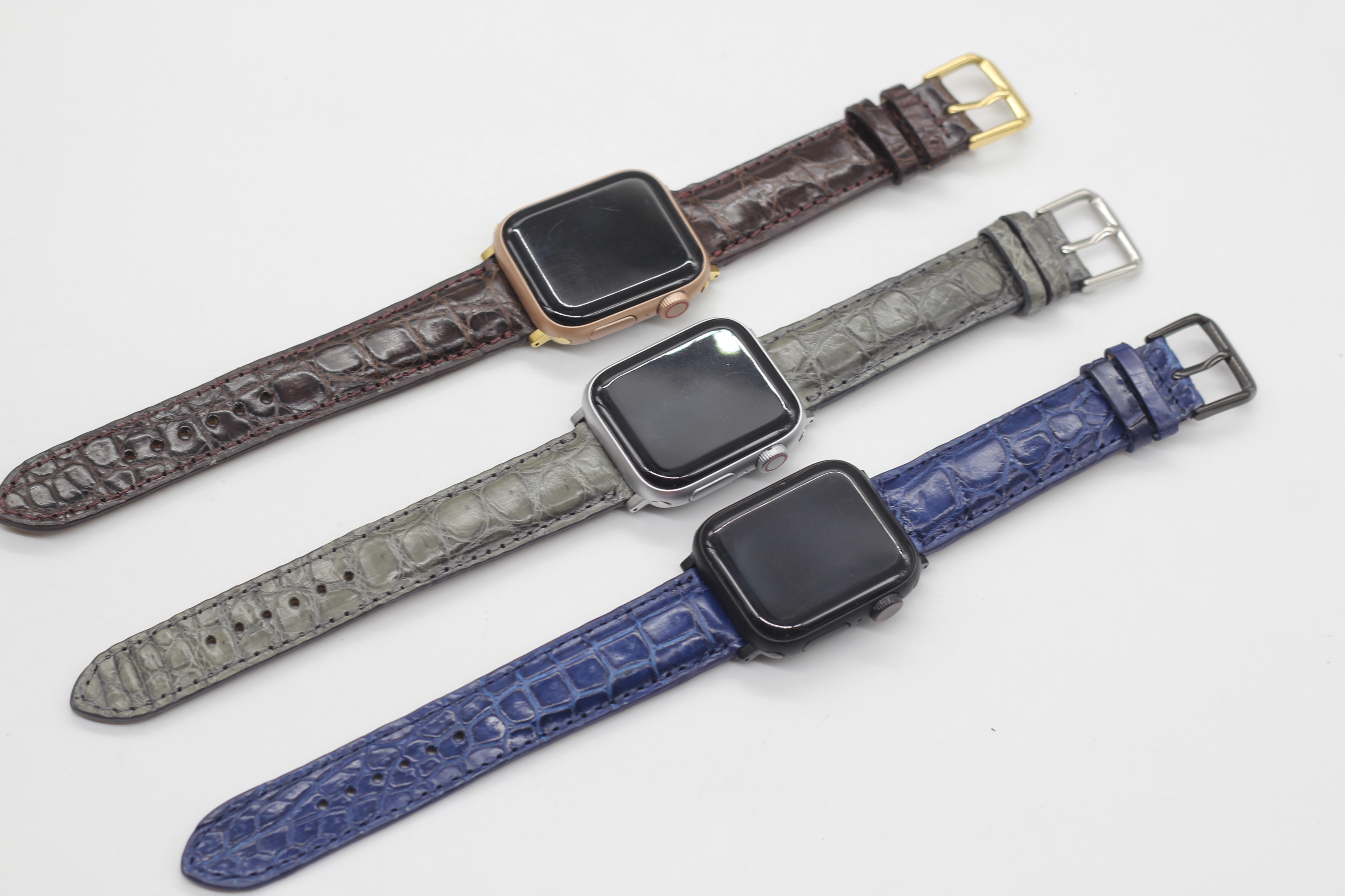 [FREESHIPMAX] Dây đồng hồ Apple Watch dây đồng hồ da cá sấu Apple Watch vân bông 4 màu size 38-44 tặng kèm khóa và adapter Songhan Leather bảo hành 6 tháng. Songhan Leather