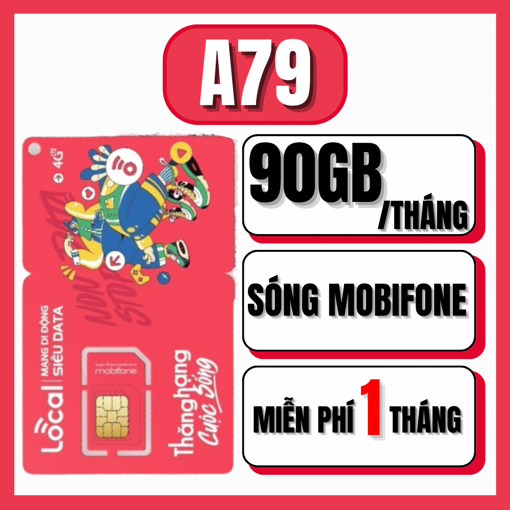 ( MIỄN PHÍ 1 THÁNG ĐẦU ) Sim 4G Mạng Local Sóng Mobifone Gói A79 - Có 3GB Tốc Độ Cao Mỗi Ngày Dùng M