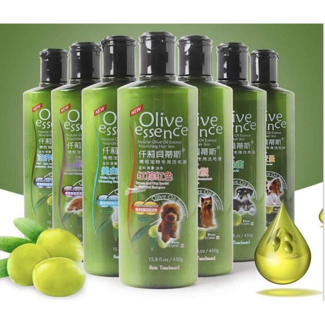 Sữa tắm dành cho thú cưng chó mèo, sữa tắm Olive chai 450ml - NaniPetshop