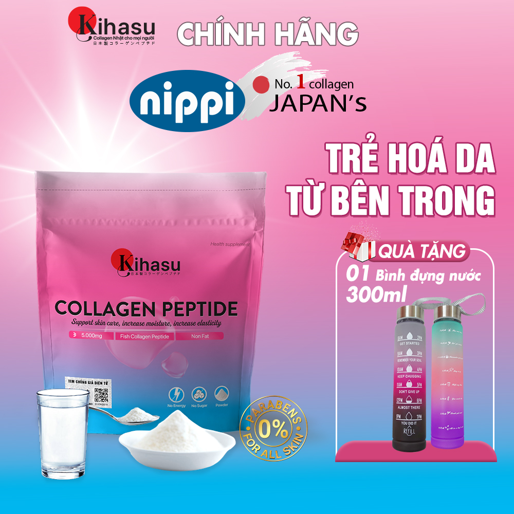 Bột collagen peptide kihasu: dạng bột collagen nhật bản gói siêu tiết kiệm 110g - Hỗ trợ tăng độ ẩm, tăng đàn hồi cho da, làm đẹp da, giảm khô da, nhăn da