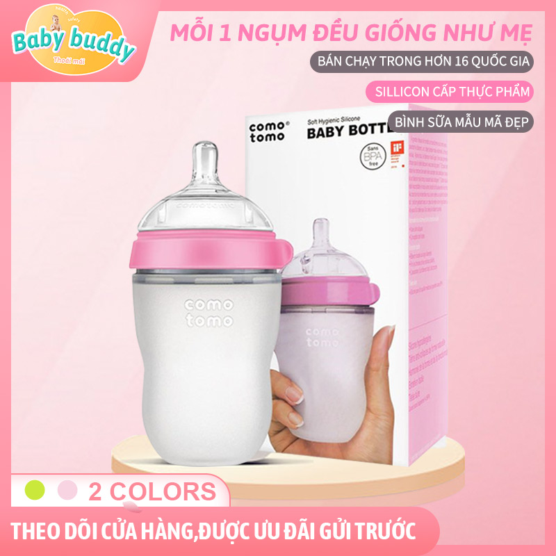 Bình sữa Comotomo cho trẻ sơ sinh chống bể, mô phỏng 100% bầu ngực mẹ, chức năng chống sặc chống đầy hơi, dung tích 250ml