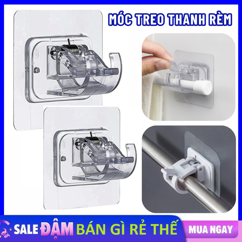 Miếng Dán Tường Treo Rèm Cửa - Móc Dán Giữ Thanh Treo Đồ Không Cần Khoan Siêu Chắc Đa Năng - Kẹp Nhựa Cố Đinh Giá Treo Khăn Nhà Tắm Dính Siêu Chắc