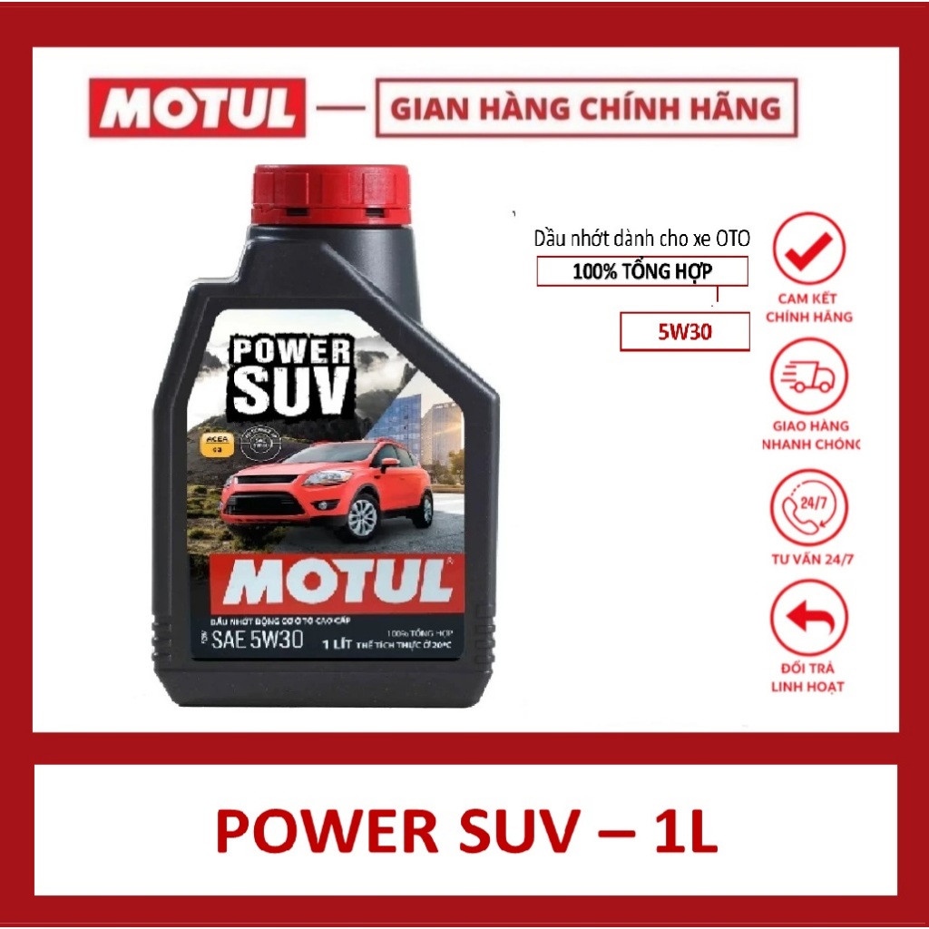 Hàng Chính Hãng - Nhớt Motul cao cấp tổng hợp ôtô Power Suv 5W30 máy xăng và dầu 1L