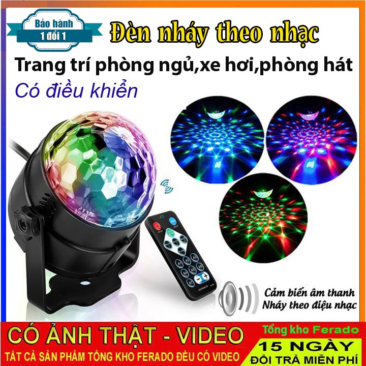 Đèn LED 7 Màu Vũ Trường Cảm Ứng Nhạc, Đèn Nháy Theo Nhạc, Đèn Trang Trí Tết Kèm Remote Tiện Lợi, Đèn Led xoay, Đèn Led Karaoke, Đèn LED Sân Khấu Nháy Theo Nhạc, Đèn Led Cảm Biến Âm Thanh