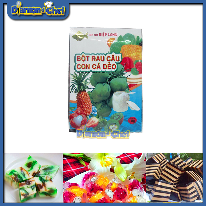 Bột thạch rau câu con cá dẻo gói hộp 12 gói 10g