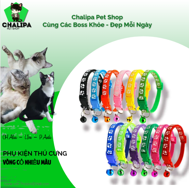 Vòng cổ thú cưng nhiều màu kèm chuông
