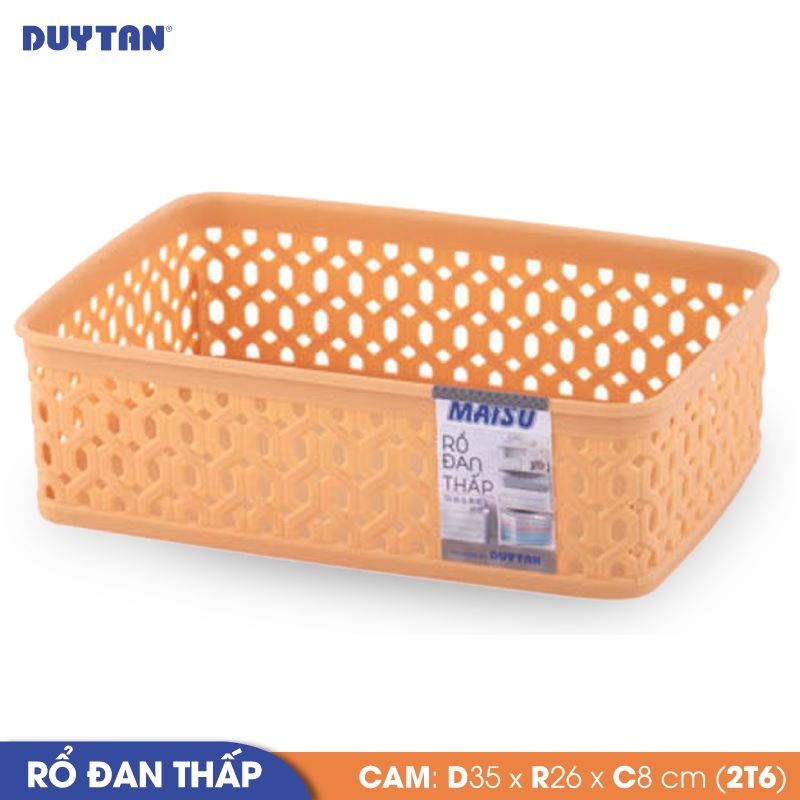 Rổ đan thấp nhựa DUY TÂN Matsu 2T6 (35 x 26 x 8 cm) - 12088 - Giao màu ngẫu nhiên