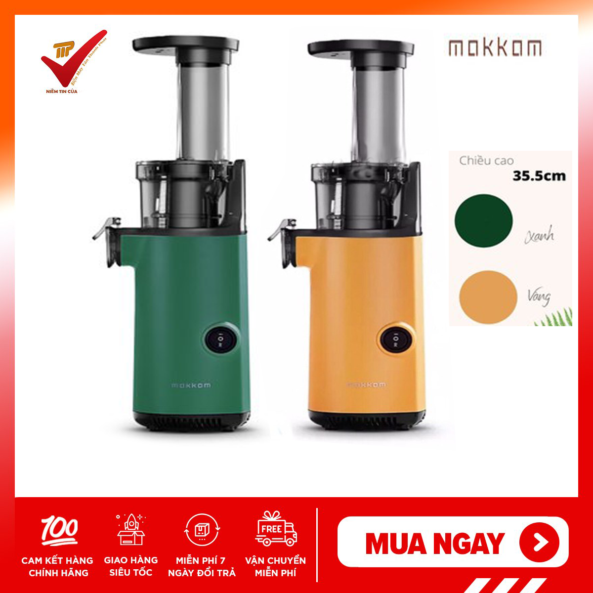 [Voucher 7% Max 800K] [Tặng sách hướng dẫn tiếng việt] Máy ép chậm trái cây hoa quả Mokkom MK-SJ001 130W nhỏ gọn mạnh mẽ ép kiệt bã tháo lắp dễ dàng