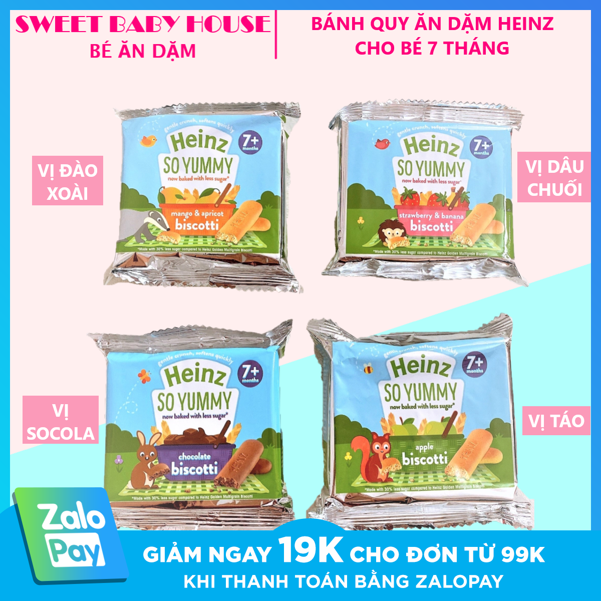 [HCM]Bánh ăn dặm Heinz - Bánh quy ăn dặm vị xoài đào cho bé 7 tháng tuổi. Date 12/2022