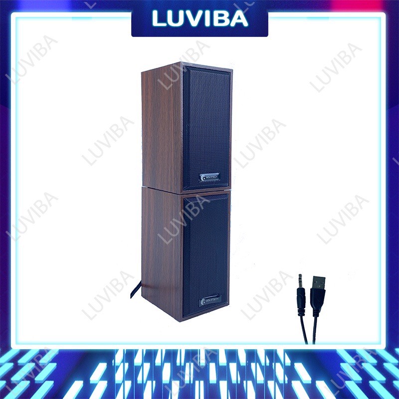 Loa máy tính vi tính laptop mini để bàn vỏ gỗ GOLDTECH M22 bass giá rẻ LUVIBA LM22