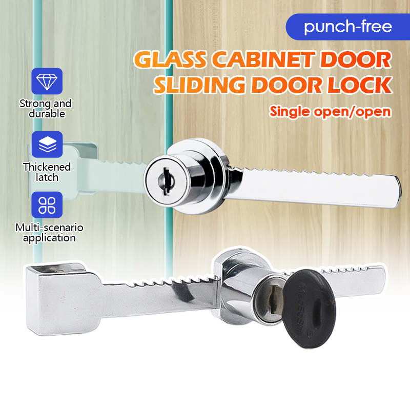 Khoá tủ kính lùa tiện dụng, khóa cửa kính răng cưa kèm 4 chìa khóa, khoá tủ kiếng lùa có chìa khóa khác nhau đc chọn