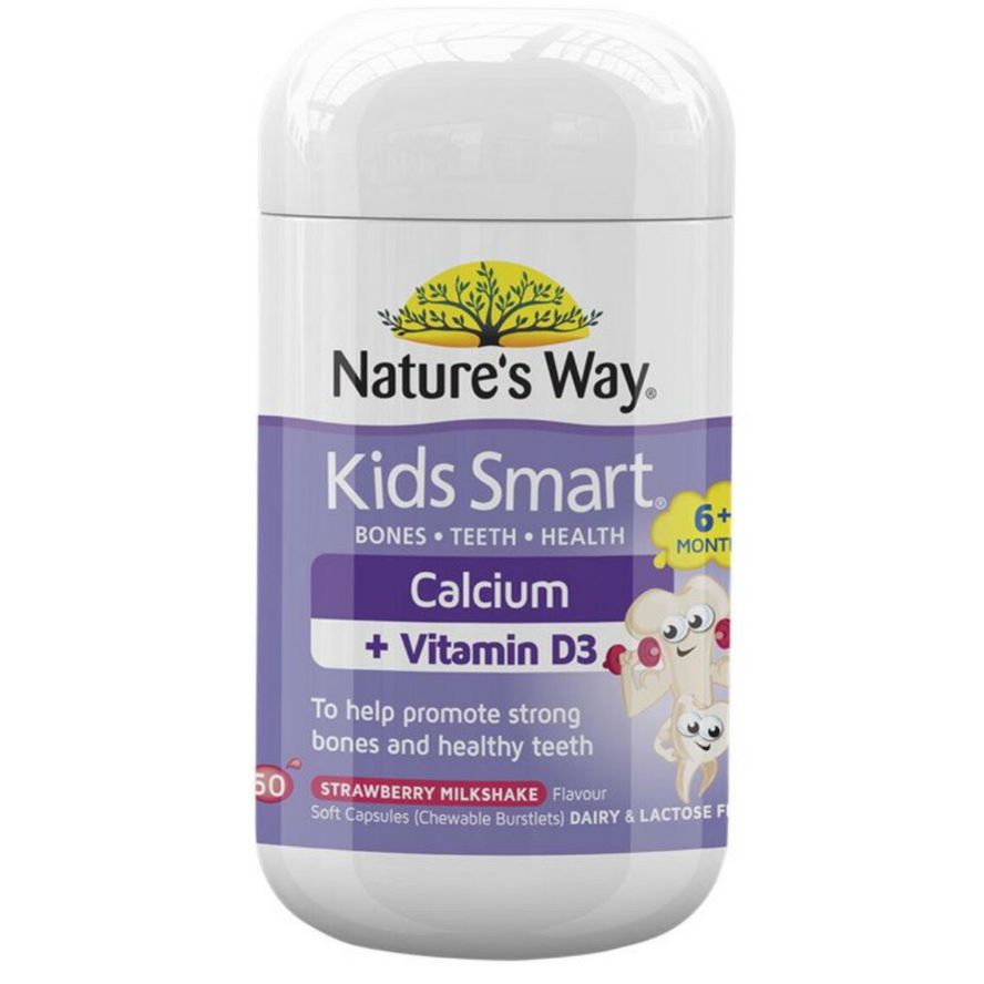 Viên nhai bổ sung canxi và vitamin D3- Nature's way Kids smart calcium + vitamin D3 (50 viên)