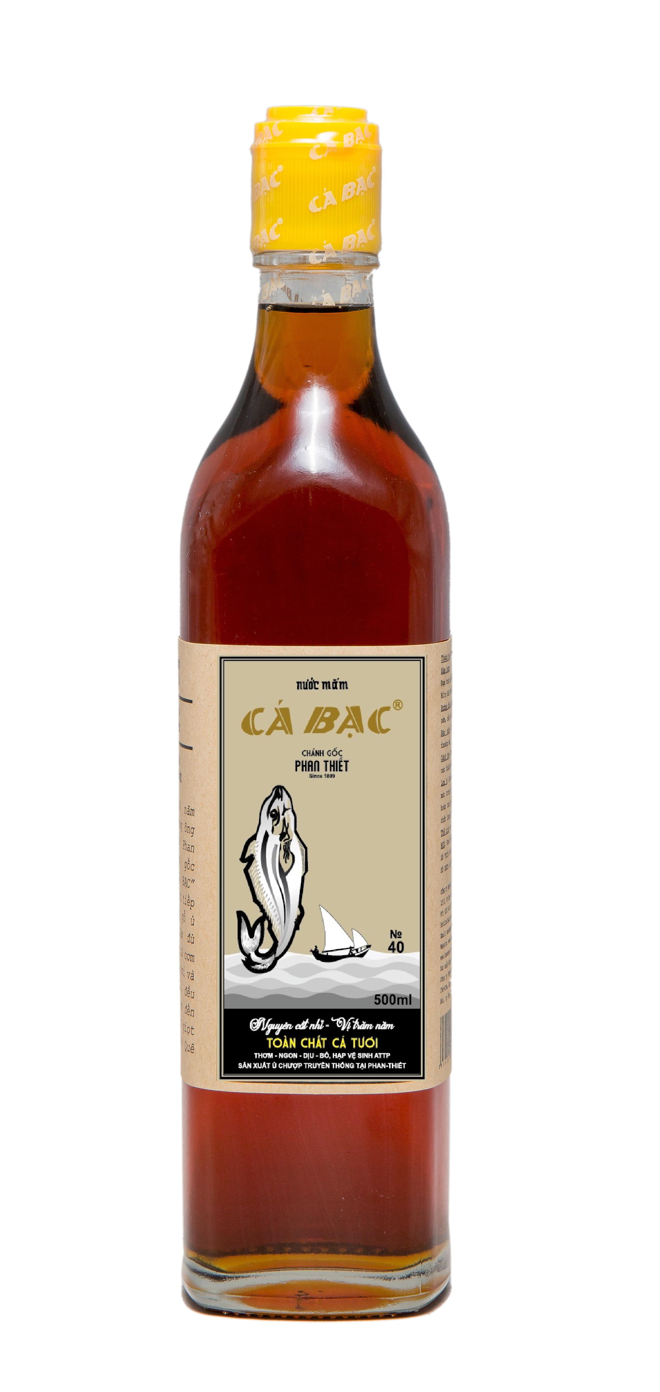 Chai nước mắm phan thiết hiệu cá bạc "rin" nhãn đồng 500ml