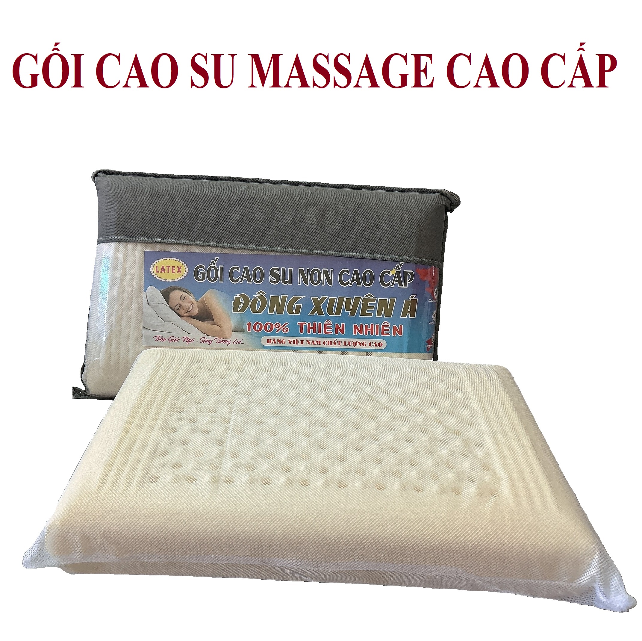 Gối Nằm Cao Su Non Nhân Tạo Chất Lượng Cao Không Lún Đàn Hồi Tốt Mềm..Cho Bạn Giấc Ngủ Ngon Cải Thiện Sức Khoẻ
