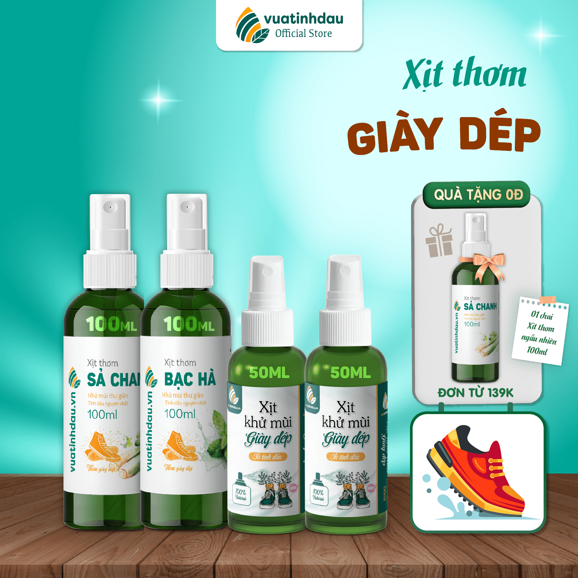 Chai Xịt Khử Mùi Vệ Sinh Sạch Giày Sneaker 50ml VUATINHDAU Lọ Xịt Giầy Khử Mùi Hôi Xịt Thơm Giày Dép