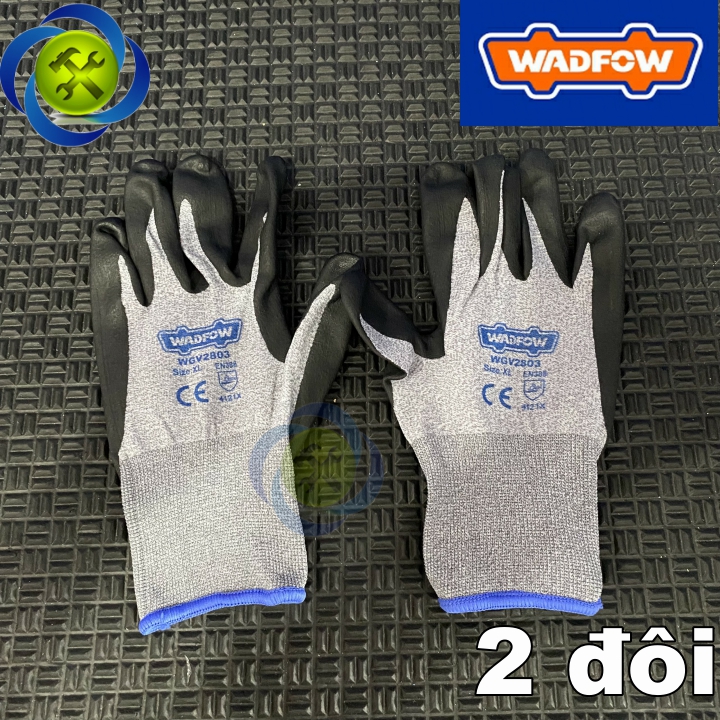 COMBO 2 đôi bao tay cao su Nitrile chống dầu nhớt Wadfow WGV2803 (2 ĐÔI)