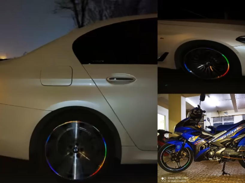 Decal 7 Màu Phản gián vành xe ô tô xe máy