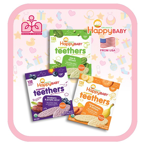Bánh ăn dặm gặm nướu Organic Happy Baby cho bé