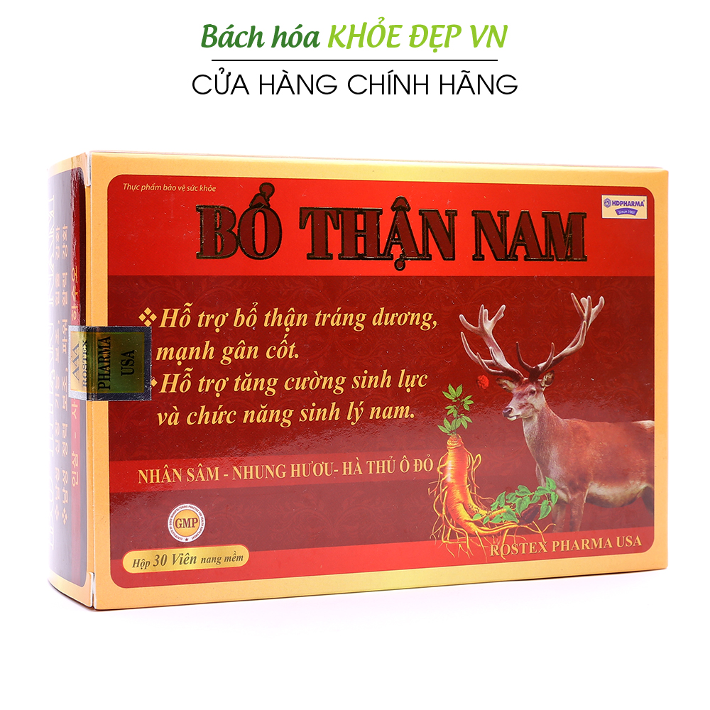 Viên uống tăng cường sinh lý nam bổ thận tráng dương Bổ Thận Nam - Hộp 30 viên thành phần thảo dược