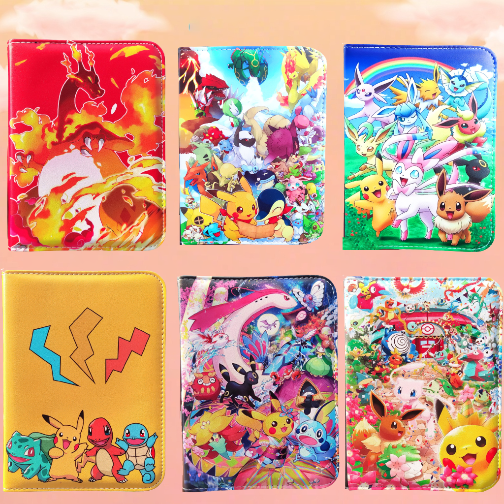   900 400 THẺ  Album đựng card thẻ bài sưu tập Pokemon bằng da anime hoạt hình kích thước 3x3 2x2 sổ đựng card 