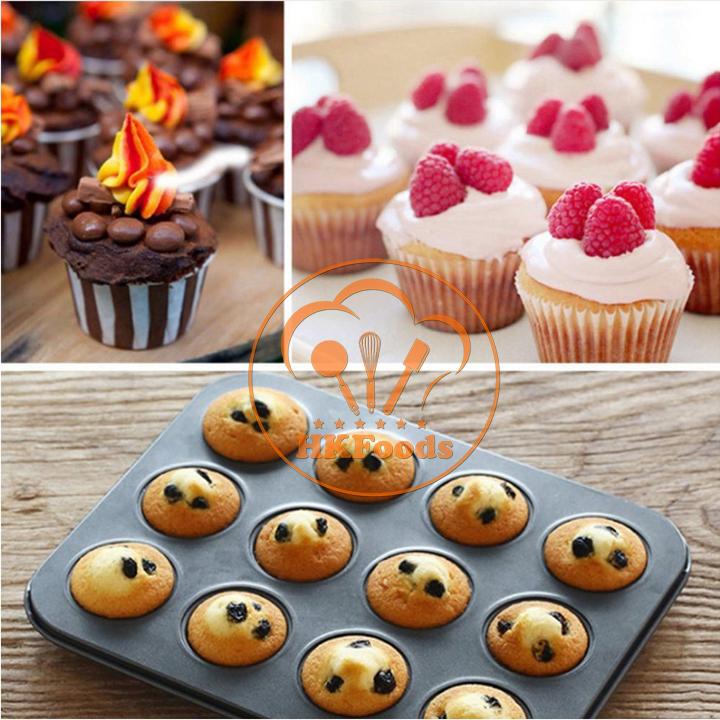Khuôn nướng bánh cupcake 12 ô đen to