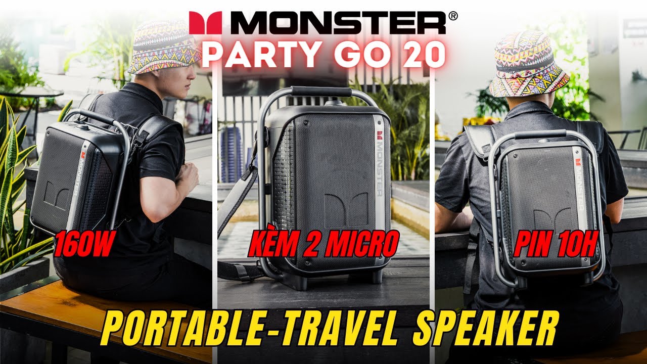 Loa bluetooth karaoke Monster Party Go 20 kèm 2 míc không dây