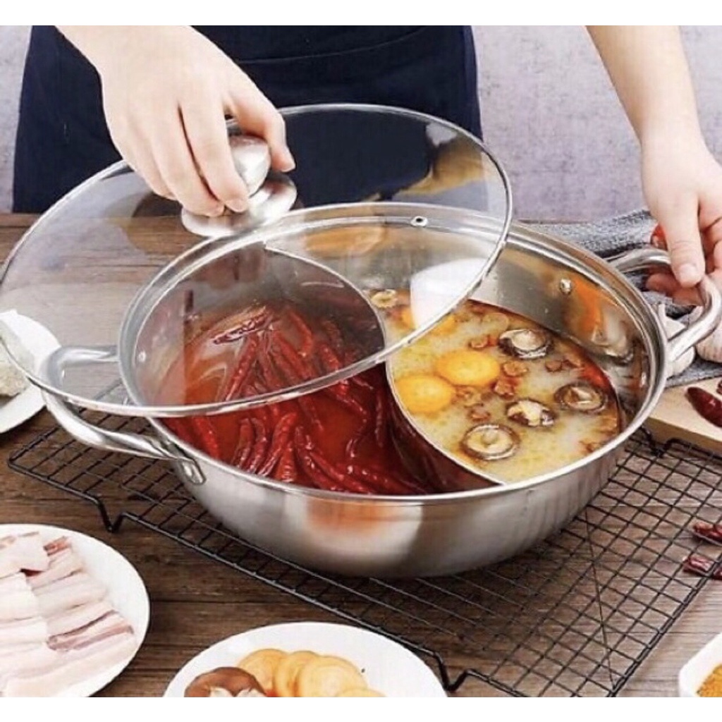 Nồi lẩu inox 2 ngăn sizee 30cm và 32cm