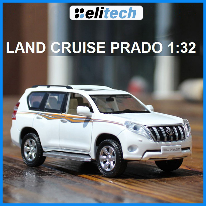 Xe mô hình tĩnh Toyota Landcuiser PRADO bằng sắt tỉ lệ 1:32 Xe chạy cót có âm thanh và đèn