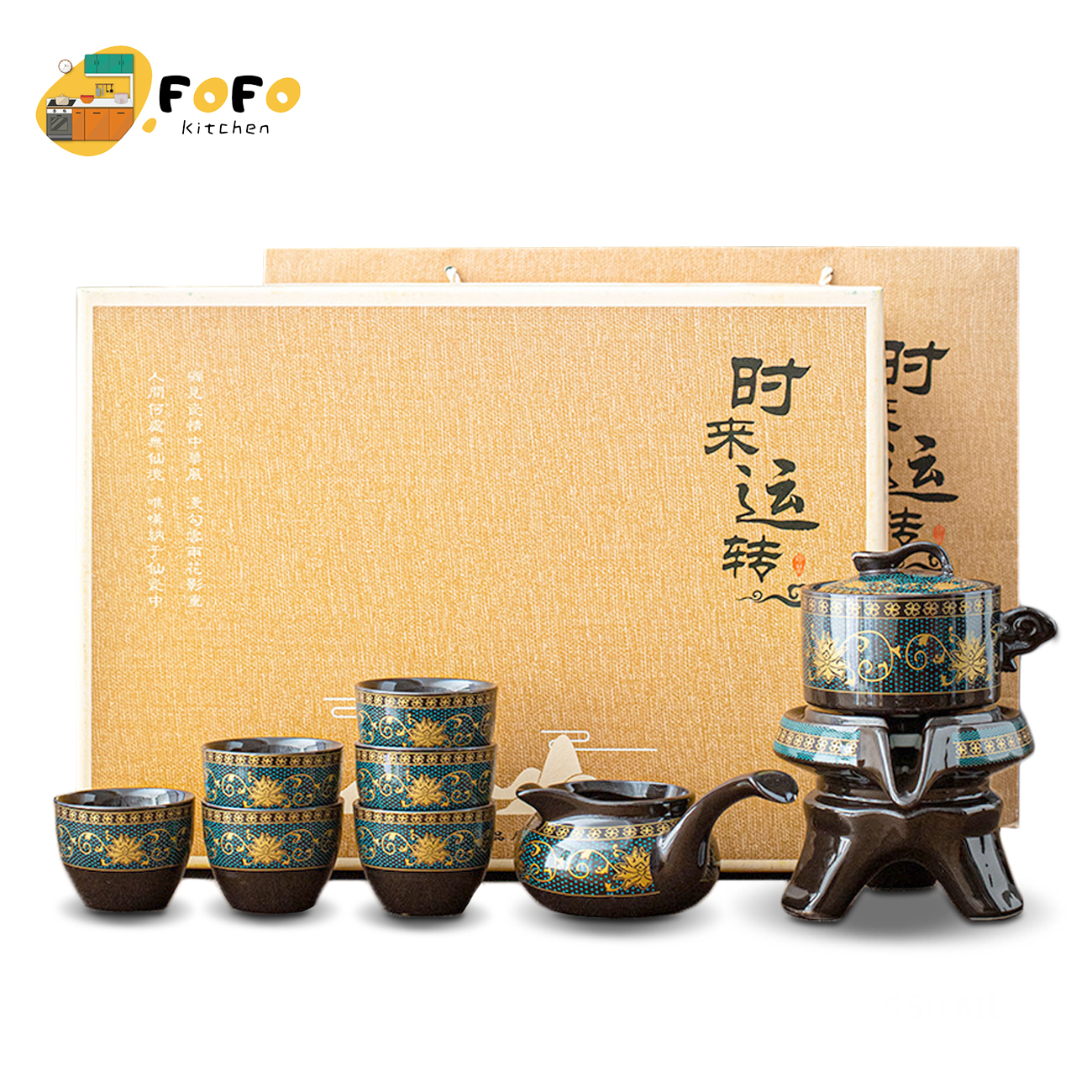 Bộ ấm pha trà cối xay Bộ ấm chén uống trà gốm sứ Bộ bình pha trà cao cấp đẹp Bao gồm 1 ấm trà, 6 chén trà và 1 bộ cối xay Teapot set FOFO