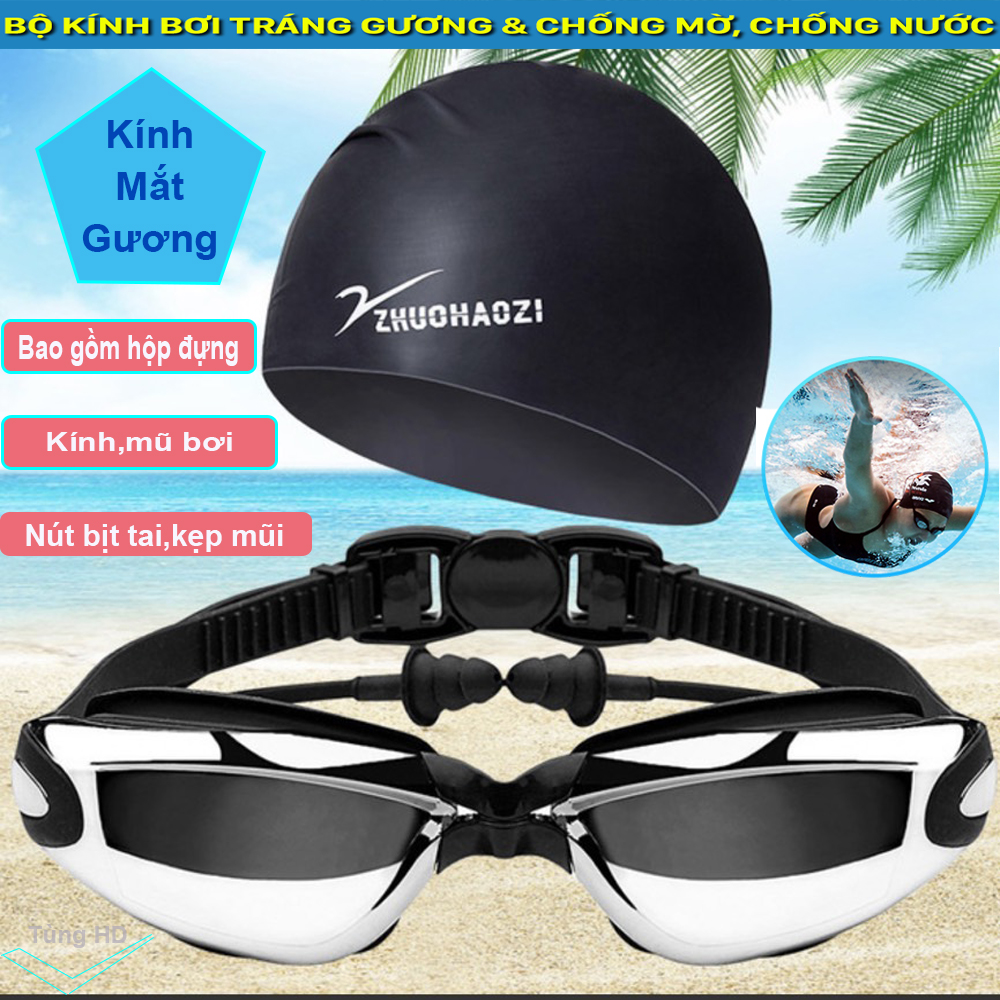 [GIÁ HỦY DIỆT] Kính bơi chuyên nghiệp có bịt tai tặng kèm mũ bơi chống nước