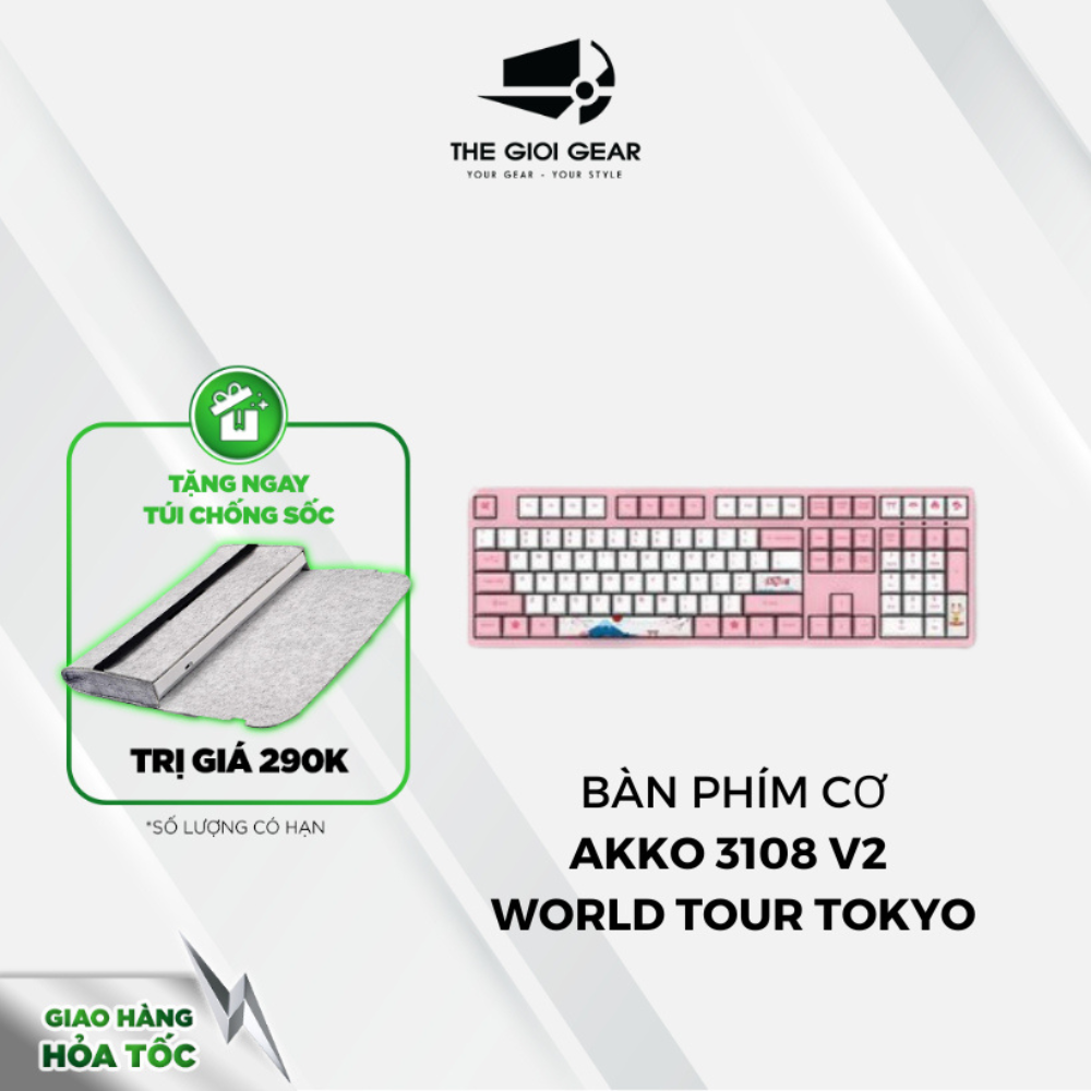 Bàn Phím Cơ AKKO 3108 World Tour Tokyo - Akko Switch V2 - Akko Switch v3 - 2022 Version- Hàng Chính Hãng